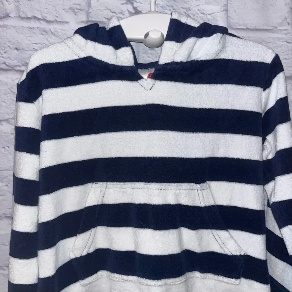 Lily and Dan kids swim hooded  cover up  blue white striped Boys or Girls XS 4-5